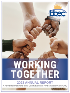 BBEC 2023 Annual Report Cover - 'Working Together' showing a diverse range of hands connecting